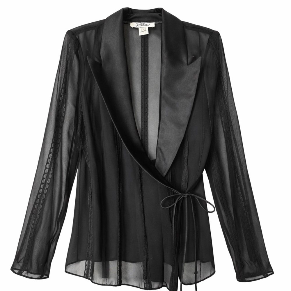 NWT Sheer Evening Jacket Kimono black size 14